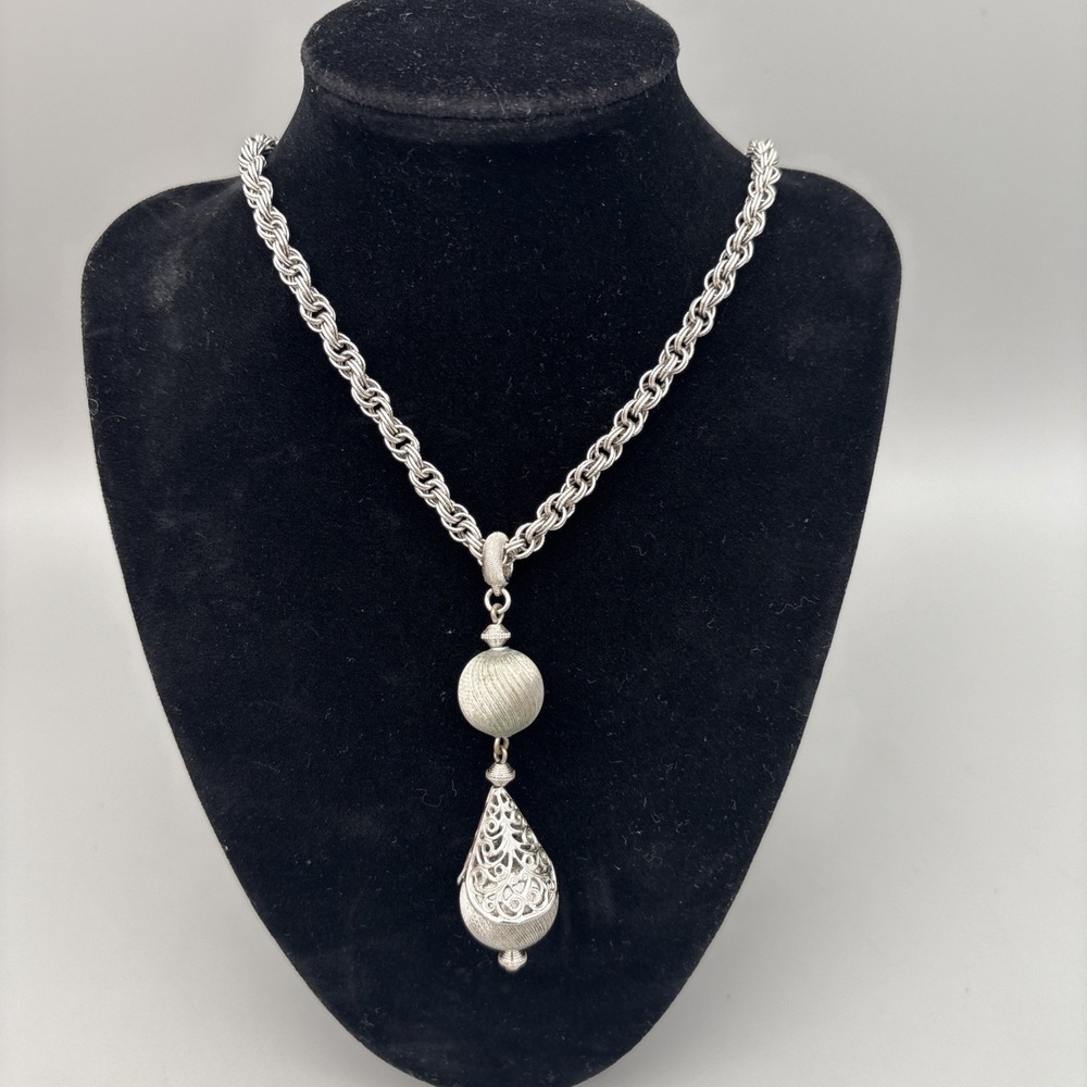 Vintage 1960s Monet‎ Bolero Necklace Silver-tone Statement Jewelry 12.5"